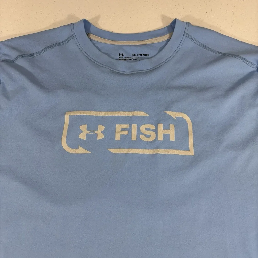 READ! Under Armour Fish ISO Chill Instant Cool L/S Shirt Men's XXL Light Blue